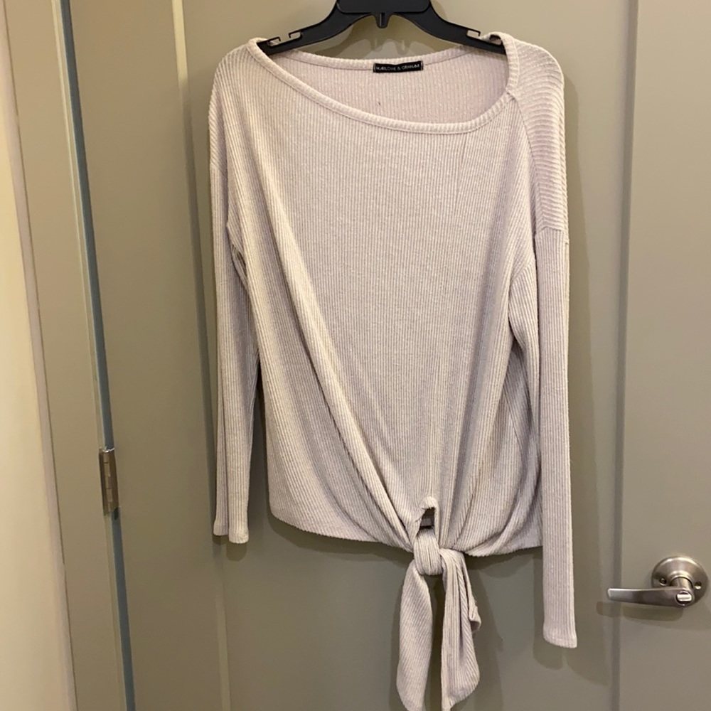 Tie front long sleeve top